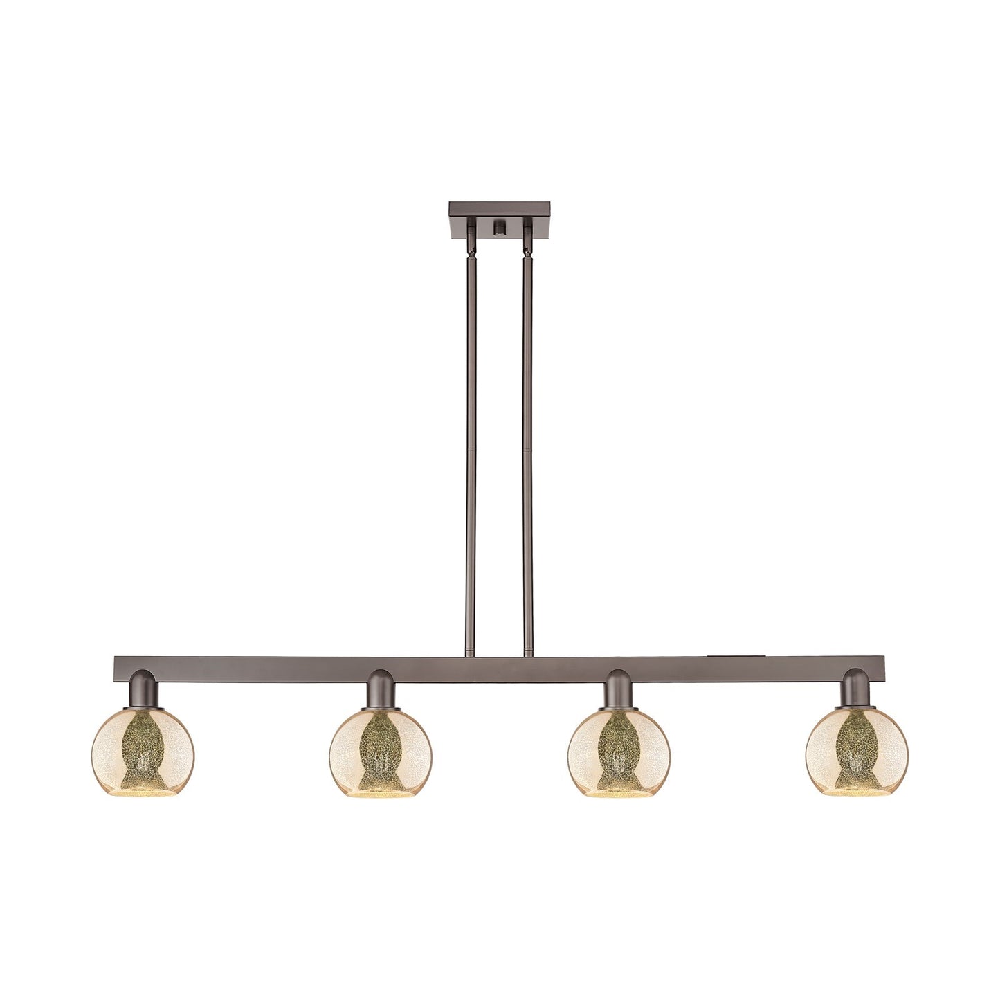 Innovations Athens 49in 4-Light Island Light | Industrial Oil Rubbed Bronze Steel and Mercury Glass | Kitchen Island & Dining | Model 716-4I-OB-G128-6