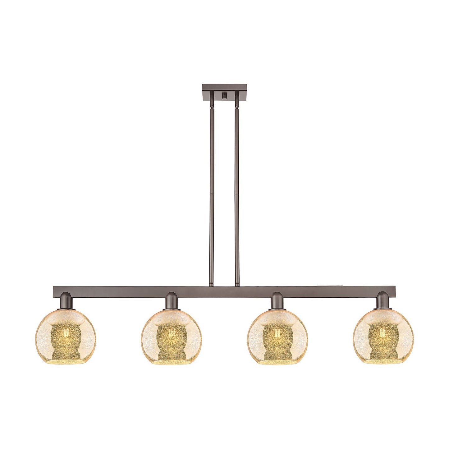 Innovations Athens 51in 4-Light Island Light | Industrial Oil Rubbed Bronze Steel and Mercury Glass | Kitchen Island & Dining | Model 716-4I-OB-G128-8