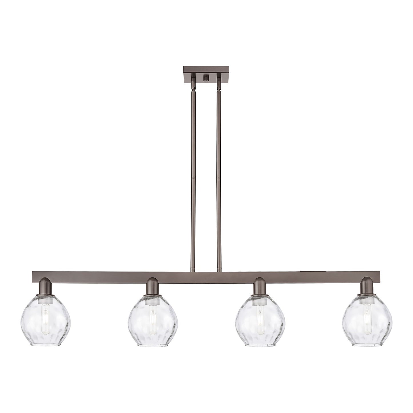 Innovations Waverly 49in 4-Light Island Light | Industrial Oil Rubbed Bronze Steel and Clear Glass | Kitchen Island & Dining Room | Model 716-4I-OB-G362