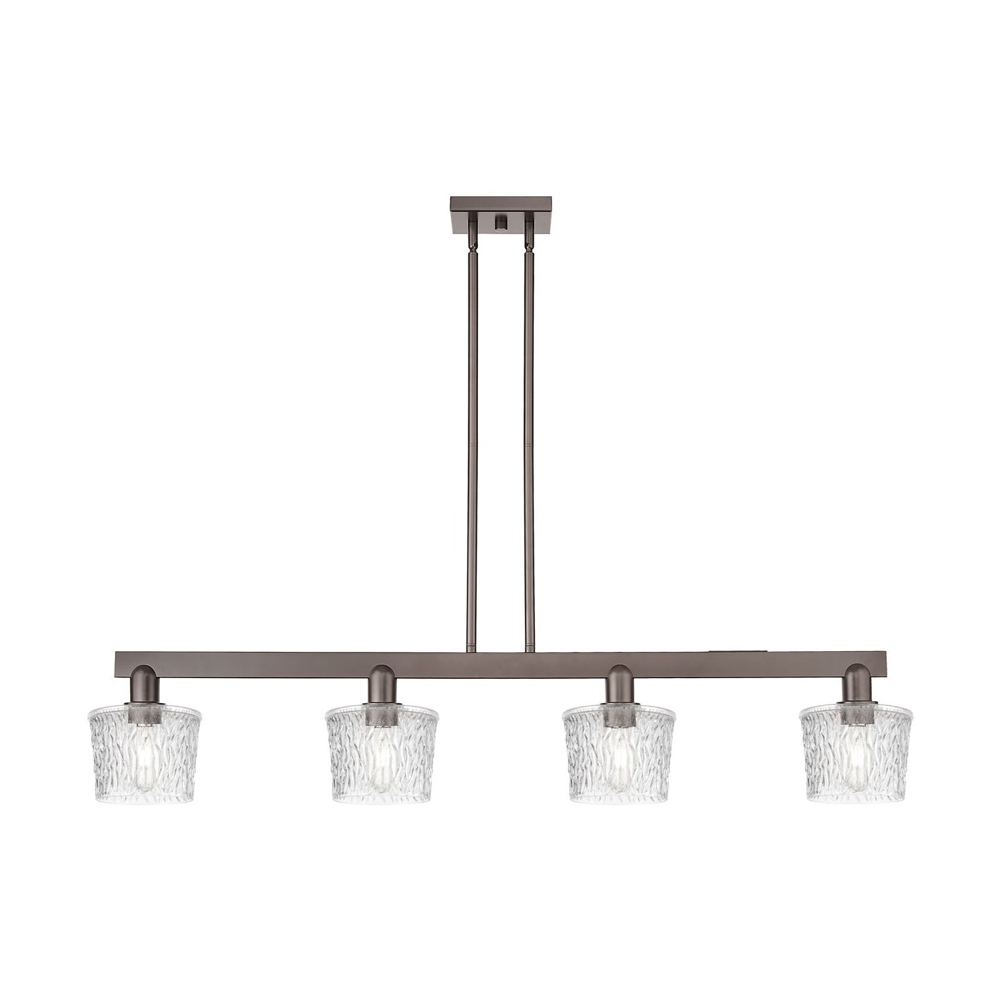 Innovations Niagara 49in 4-Light Island Light | Industrial Oil Rubbed Bronze Steel and Clear Glass | Kitchen Island & Dining Room | Model 716-4I-OB-G402