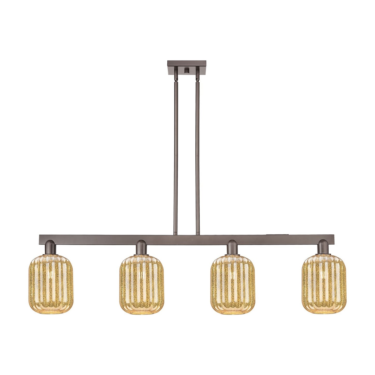 Innovations Preston Cylinder 49.5in 4-Light Island Light | Industrial Oil Rubbed Bronze Steel and Mercury Glass | Kitchen | Model 716-4I-OB-G460-7ME