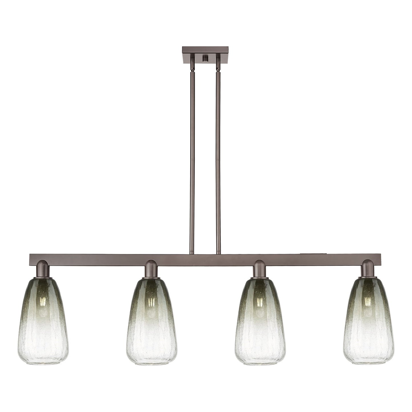 Innovations Brookhaven Almond 49in 4-Light Island Light | Industrial Oil Rubbed Bronze Steel and Slate Glass | Kitchen Island & | Model 716-4I-OB-G480-6SL
