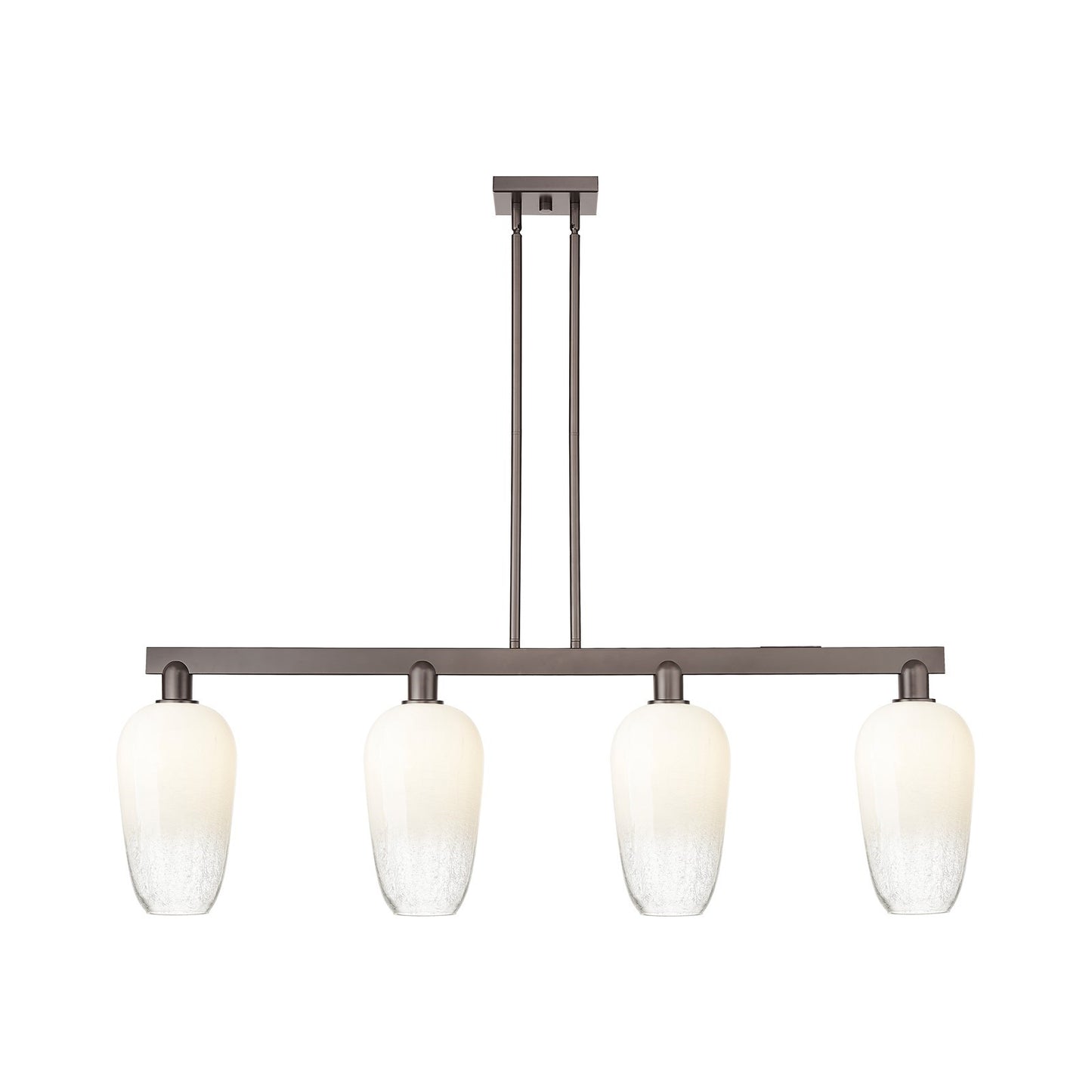 Innovations Brookhaven Flute 50in 4-Light Island Light | Industrial Oil Rubbed Bronze Steel and Opal Glass | Kitchen Island & | Model 716-4I-OB-G484-7OP