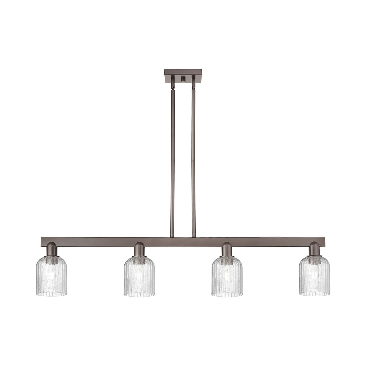 Innovations Bridal Veil 48in 4-Light Island Light | Industrial Oil Rubbed Bronze Steel and Seedy Glass | Kitchen Island | Model 716-4I-OB-G559-5SDY