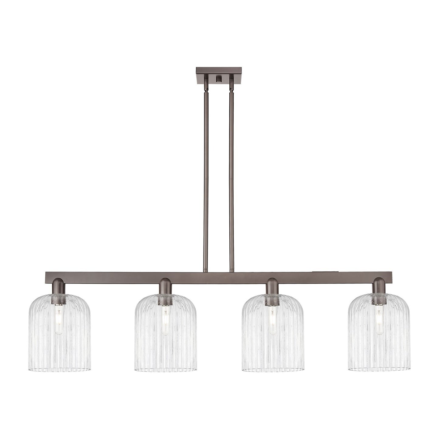 Innovations Bridal Veil 51in 4-Light Island Light | Industrial Oil Rubbed Bronze Steel and Clear Ribbed Glass | Kitchen Island | Model 716-4I-OB-G559-8CL