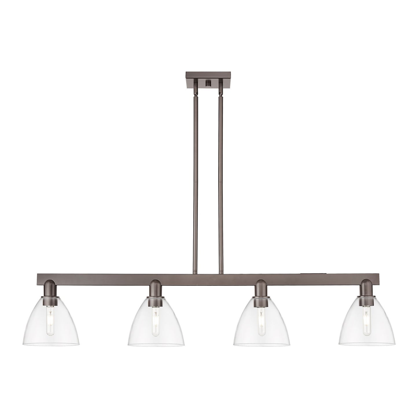 Innovations Bristol 50in 4-Light Island Light | Industrial Oil Rubbed Bronze Steel and Clear Glass | Kitchen Island & Dining | Model 716-4I-OB-GBD-752