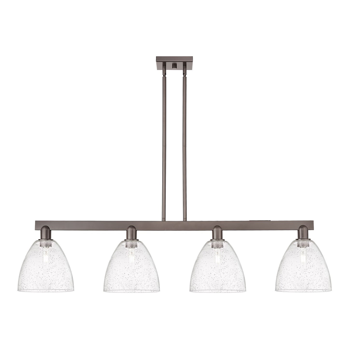 Innovations Bristol 52in 4-Light Island Light | Industrial Oil Rubbed Bronze Steel and Seedy Glass | Kitchen Island & Dining Room | Model 716-4I-OB-GBD-94