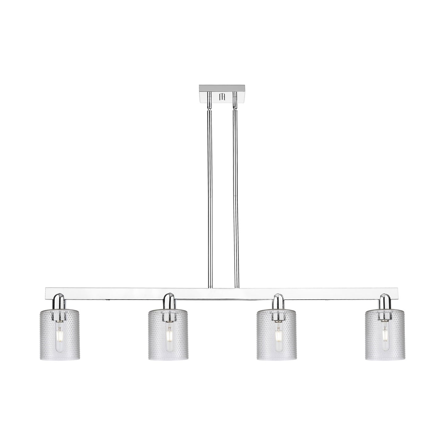 Innovations Cobbleskill 48in 4-Light Island Light | Industrial Polished Chrome and Clear Glass | Kitchen Island & Dining Room | Model 716-4I-PC-G112