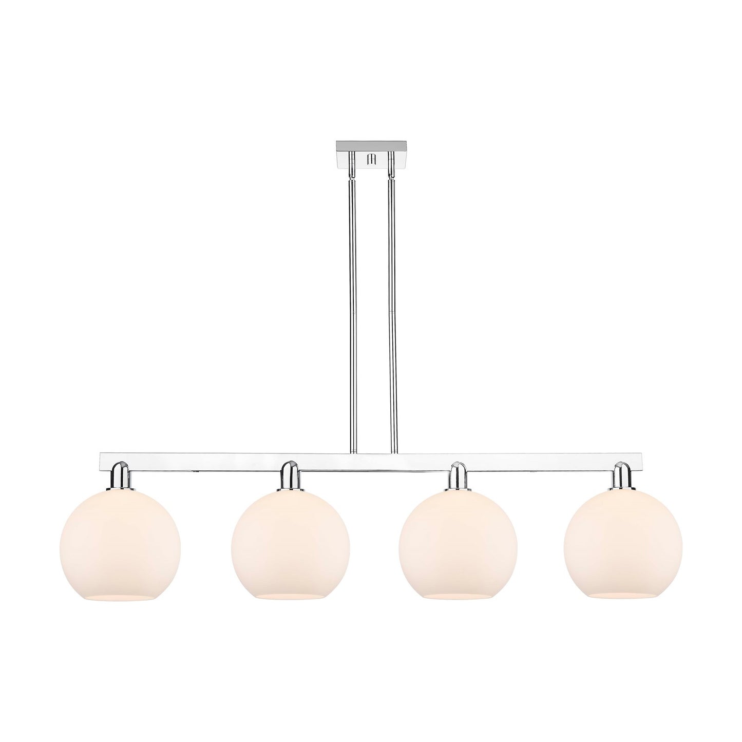 Innovations Athens 53in 4-Light Island Light | Industrial Polished Chrome and Matte White Glass | Kitchen Island & Dining Room | Model 716-4I-PC-G121-10