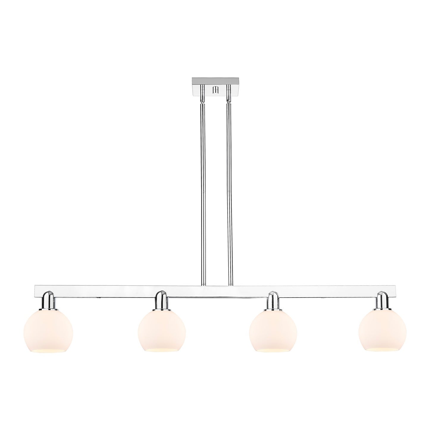 Innovations Athens 49in 4-Light Island Light | Industrial Polished Chrome and Matte White Glass | Kitchen Island & Dining Room | Model 716-4I-PC-G121-6