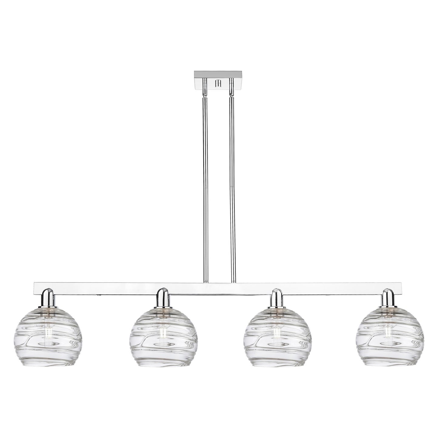 Innovations Athens Deco Swirl 51in 4-Light Island Light | Industrial Polished Chrome and Clear Deco Swirl Glass | Kitchen | Model 716-4I-PC-G1213-8CL
