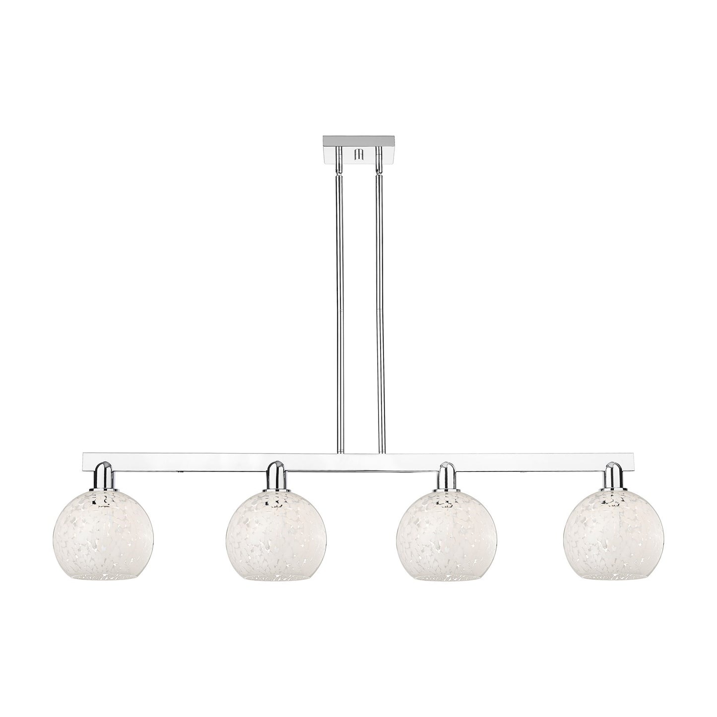 Innovations Lighting Arcadia 51in 4-Light Island Light | Industrial Polished Chrome and White Mouchette Glass | Kitchen Island | Model 716-4I-PC-G1216-8WM