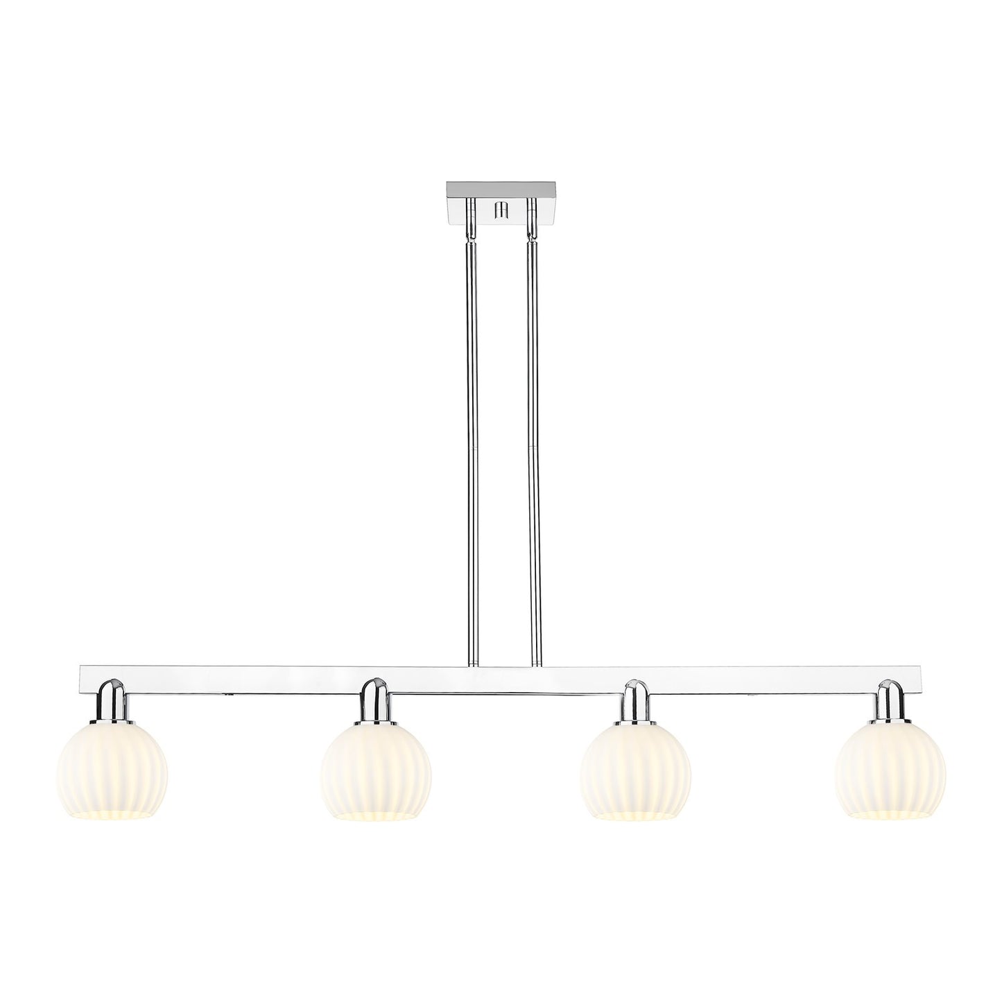 Innovations Lighting White Venetian 49in 4-Light Island Light | Industrial Polished Chrome and White Venetian Glass | Kitchen | Model 716-4I-PC-G1217-6WV