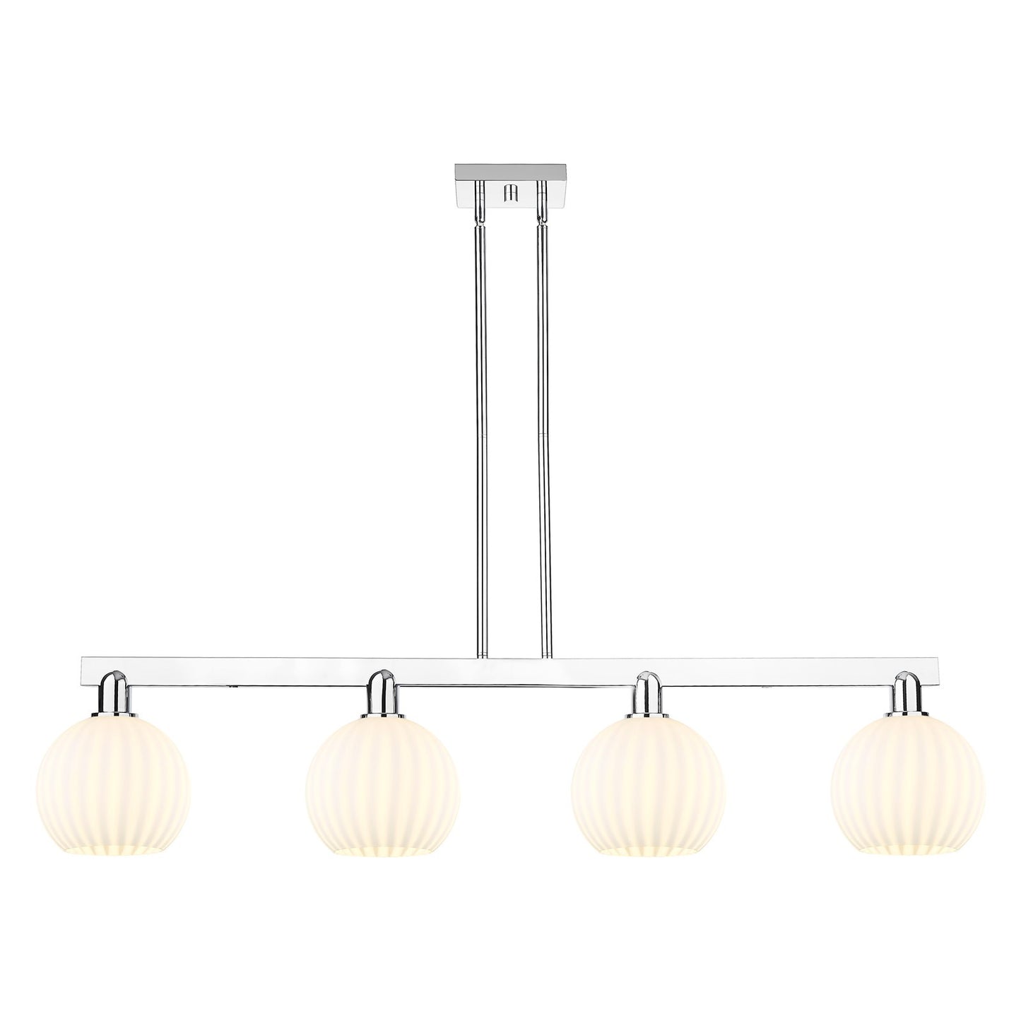 Innovations Lighting Arcadia 48in 4-Light Island Light | Modern Contemporary Polished Chrome and White Venetian Glass | Model 716-4I-PC-G1217-8WV