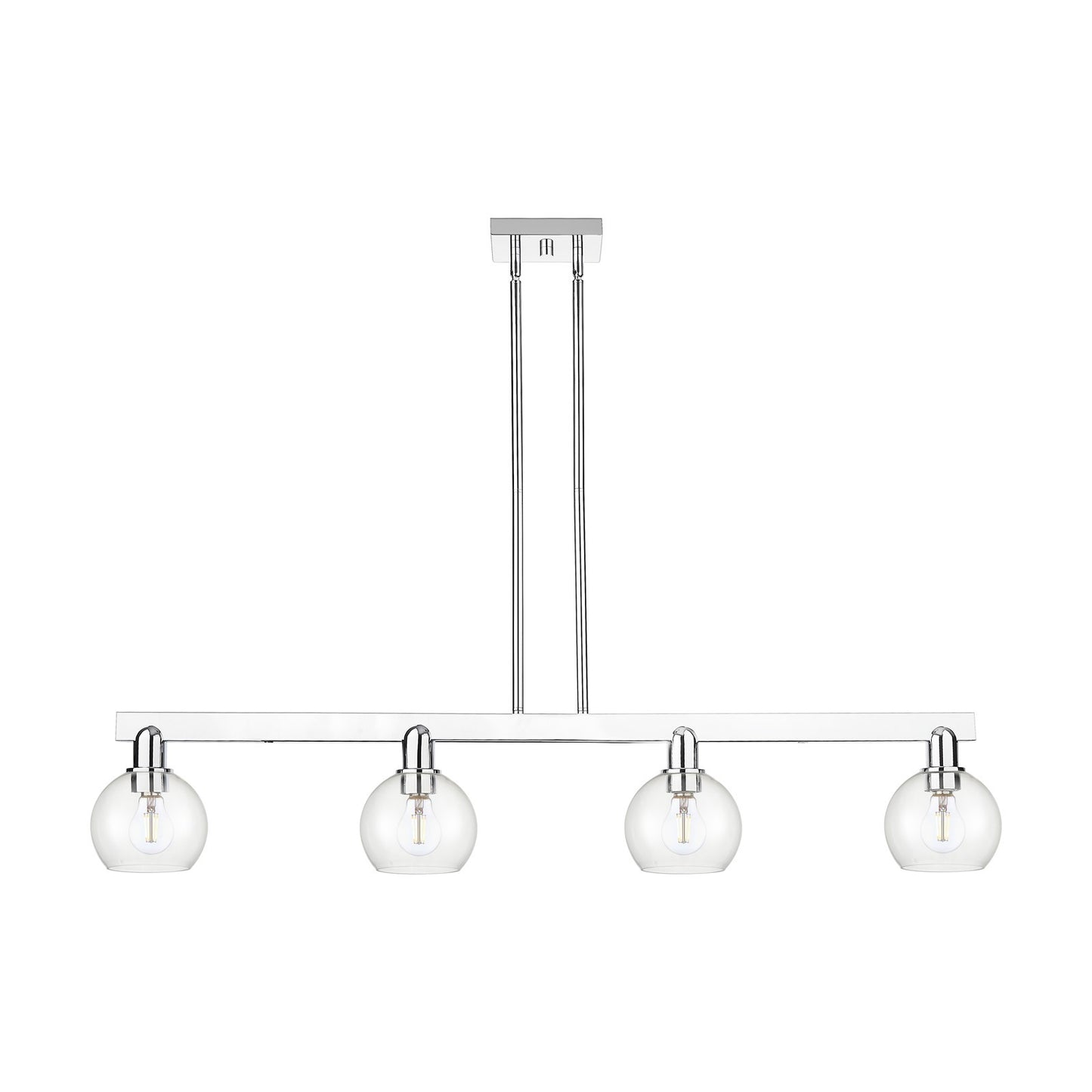 Innovations Athens 49in 4-Light Island Light | Industrial Polished Chrome Steel and Clear Glass | Kitchen Island | Model 716-4I-PC-G122-6