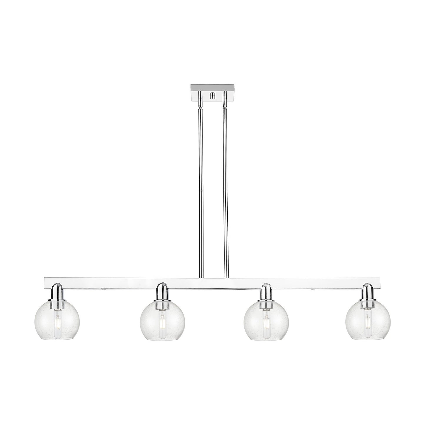 Innovations Athens 49in 4-Light Island Light | Industrial Polished Chrome Steel and Seedy Glass | Kitchen Island & Dining Room | Model 716-4I-PC-G124-6