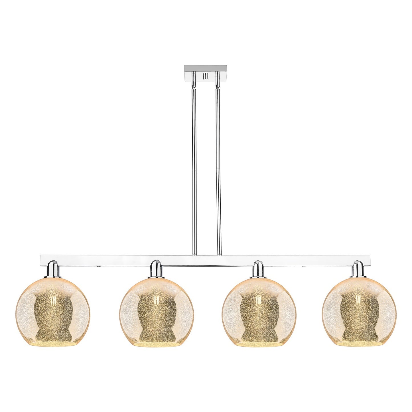 Innovations Athens 53in 4-Light Island Light | Industrial Polished Chrome Steel and Mercury Glass | Kitchen Island & Dining Room | Model 716-4I-PC-G128-10