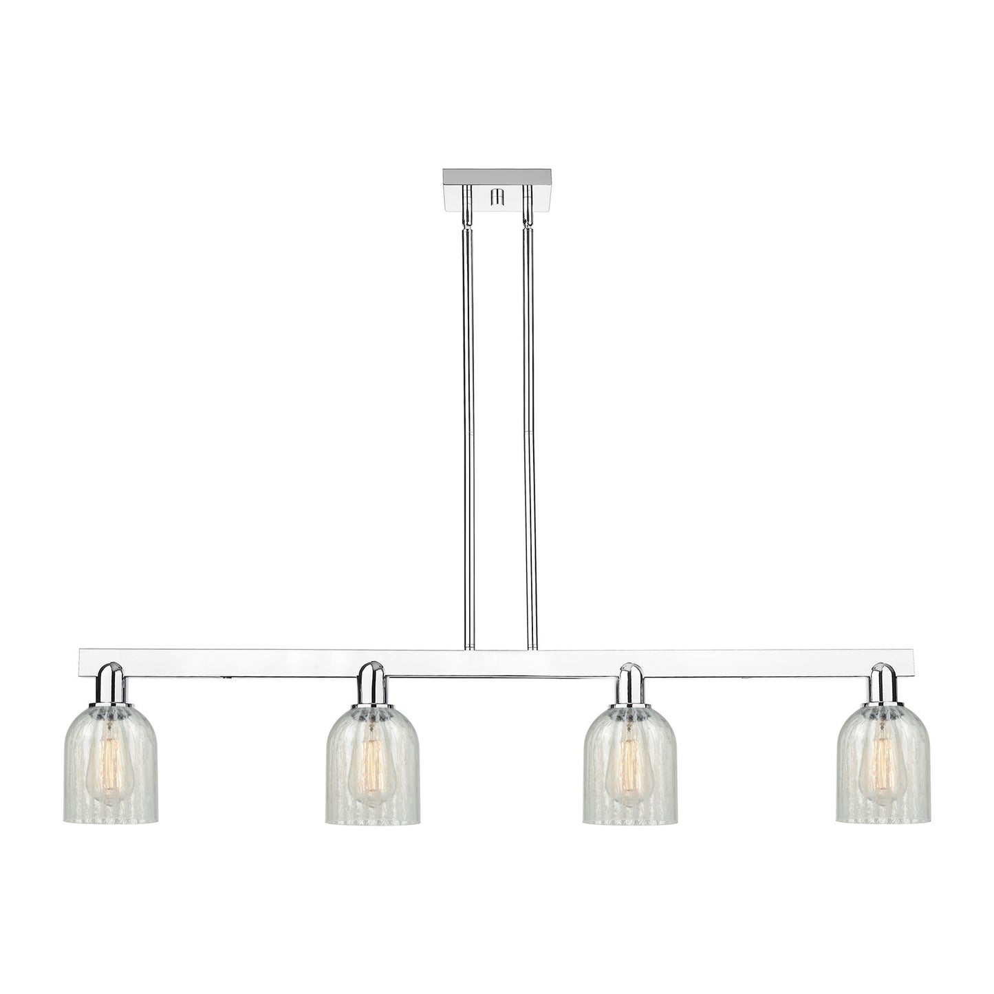 Innovations Caledonia 48in 4-Light Island Light | Industrial Polished Chrome Steel and Mouchette Glass | Kitchen Island & Dining | Model 716-4I-PC-G2511