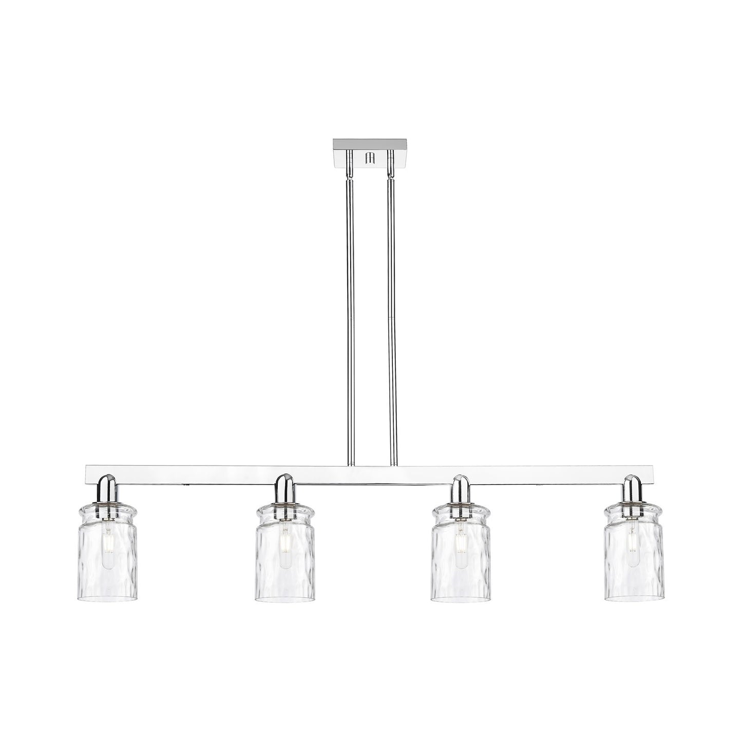 Innovations Candor 48in 4-Light Island Light | Industrial Polished Chrome Steel and Clear Waterglass Glass | Kitchen Island & | Model 716-4I-PC-G352
