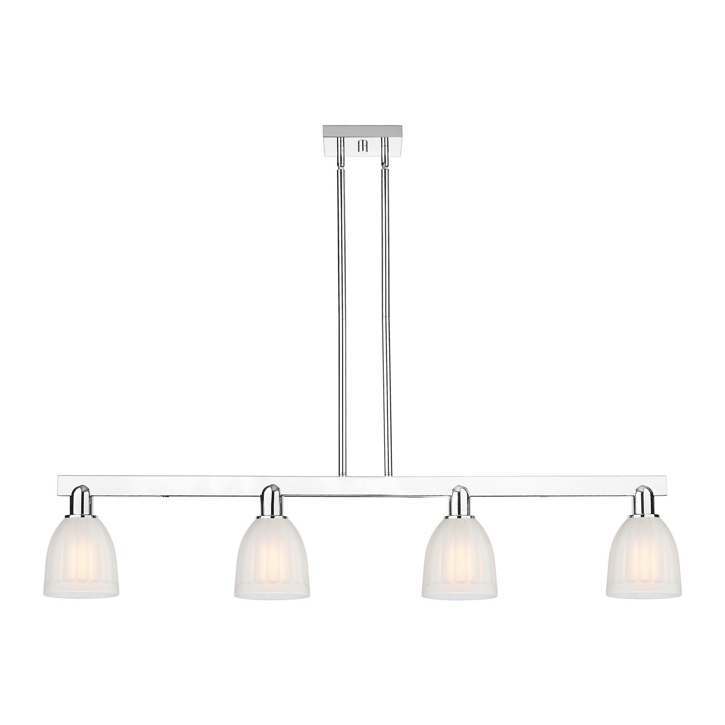 Innovations Brookfield 49in 4-Light Island Light | Industrial Polished Chrome and White Frosted Ribbed Glass | Kitchen Island & | Model 716-4I-PC-G441