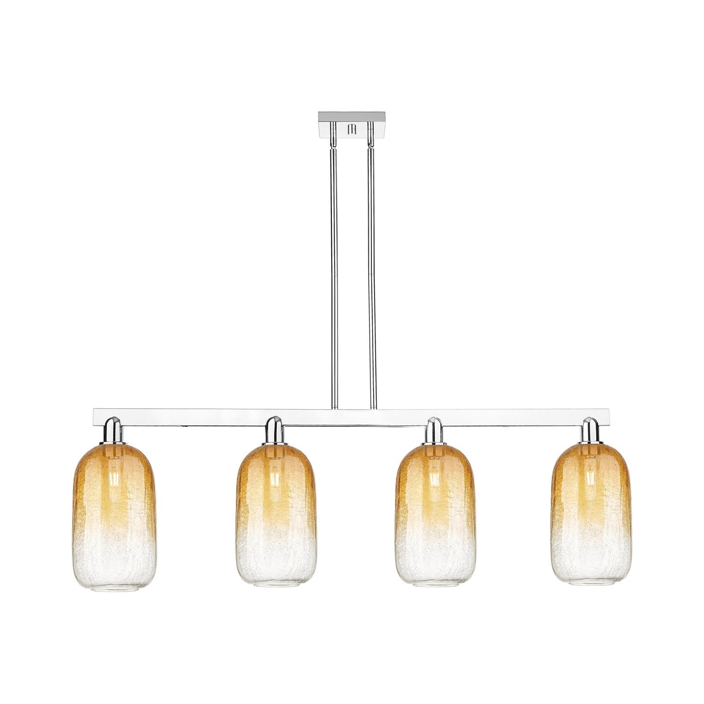Innovations Brookhaven Cloche 50in 4-Light Island Light | Industrial Polished Chrome and Amber Glass | Kitchen Island | Model 716-4I-PC-G482-7AM