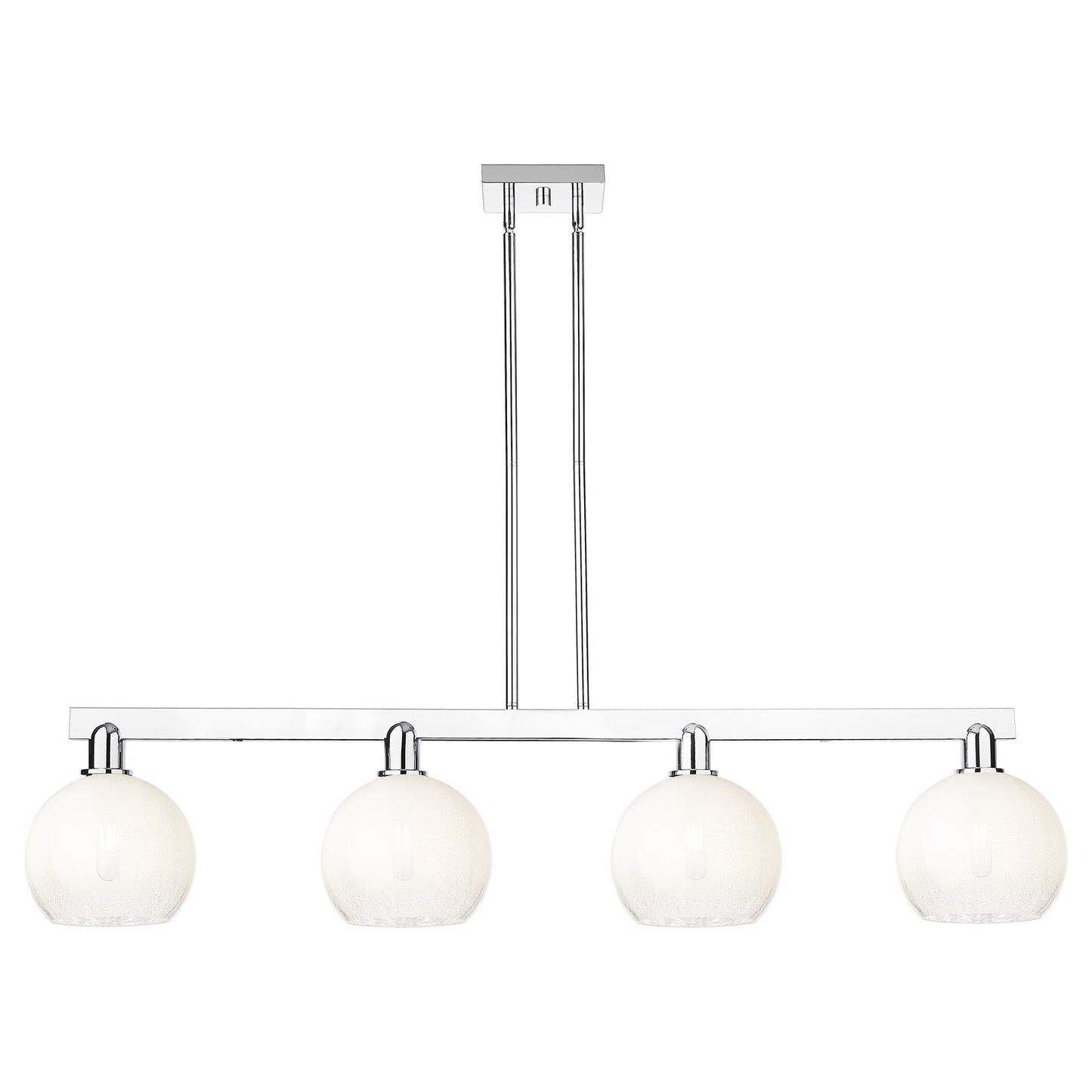 Innovations Brookhaven Globe 50.75in 4-Light Island Light | Industrial Polished Chrome and Opal Glass | Kitchen Island & Dining | Model 716-4I-PC-G483-8OP