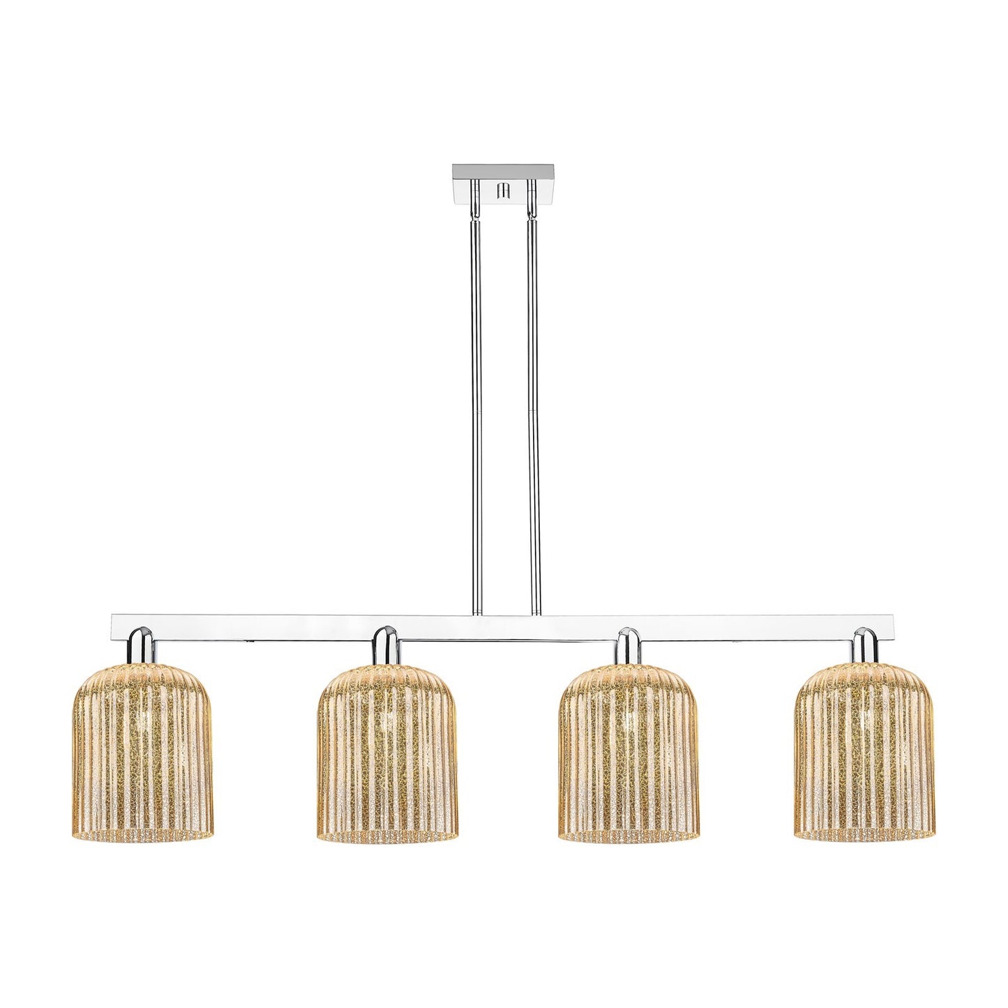 Innovations Bridal Veil 51in 4-Light Island Light | Industrial Polished Chrome and Mercury Ribbed Glass | Kitchen Island & | Model 716-4I-PC-G559-8ME