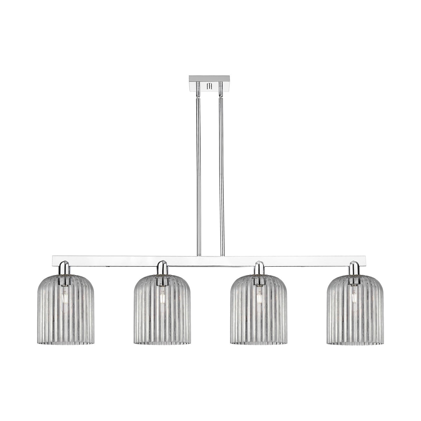 Innovations Bridal Veil 51in 4-Light Island Light | Industrial Polished Chrome and Light Smoke Ribbed Glass | Kitchen Island & | Model 716-4I-PC-G559-8SM