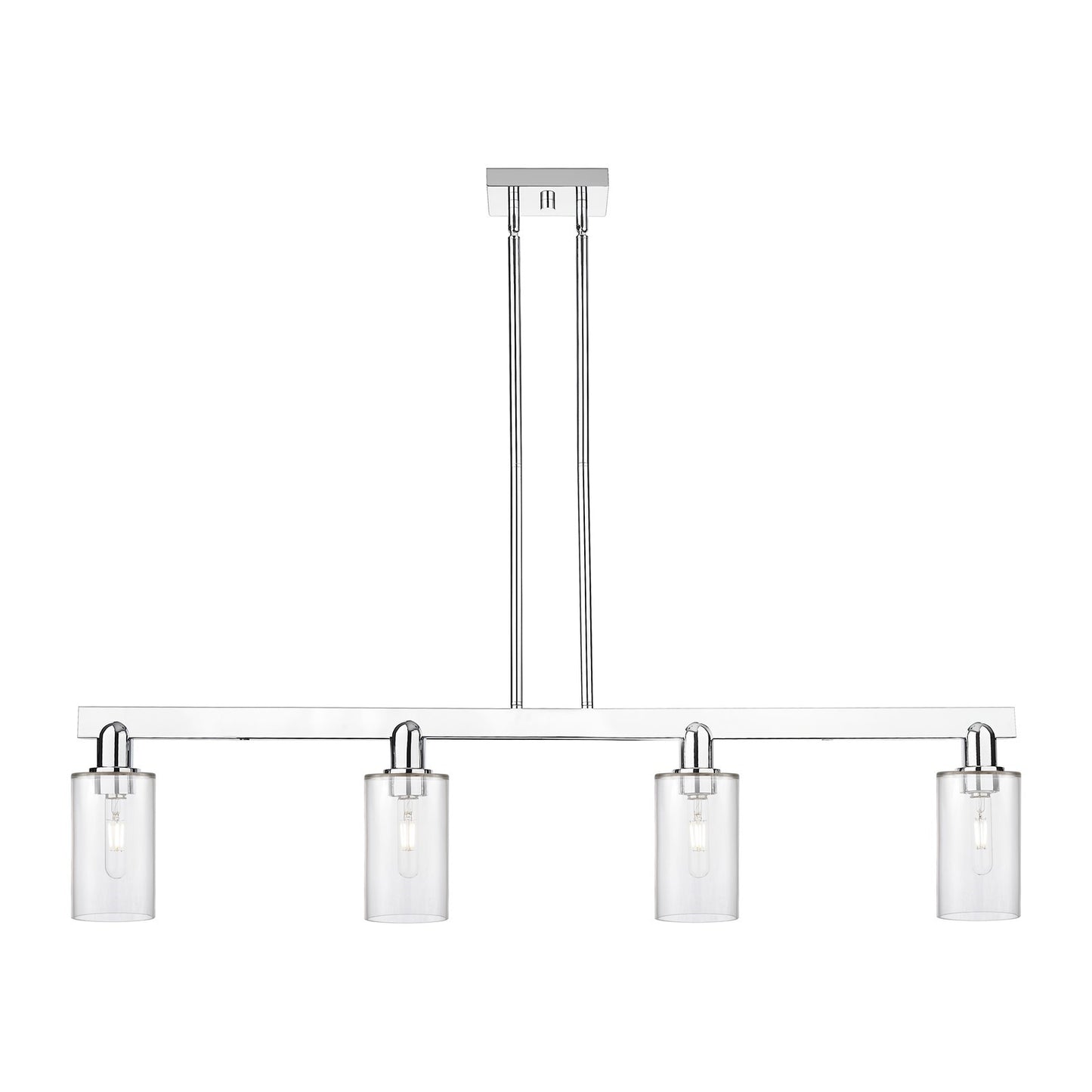 Innovations Clymer 47in 4-Light Island Light | Industrial Polished Chrome and Clear Glass | Kitchen Island | 46.62 x 9.75 in | Model 716-4I-PC-G802
