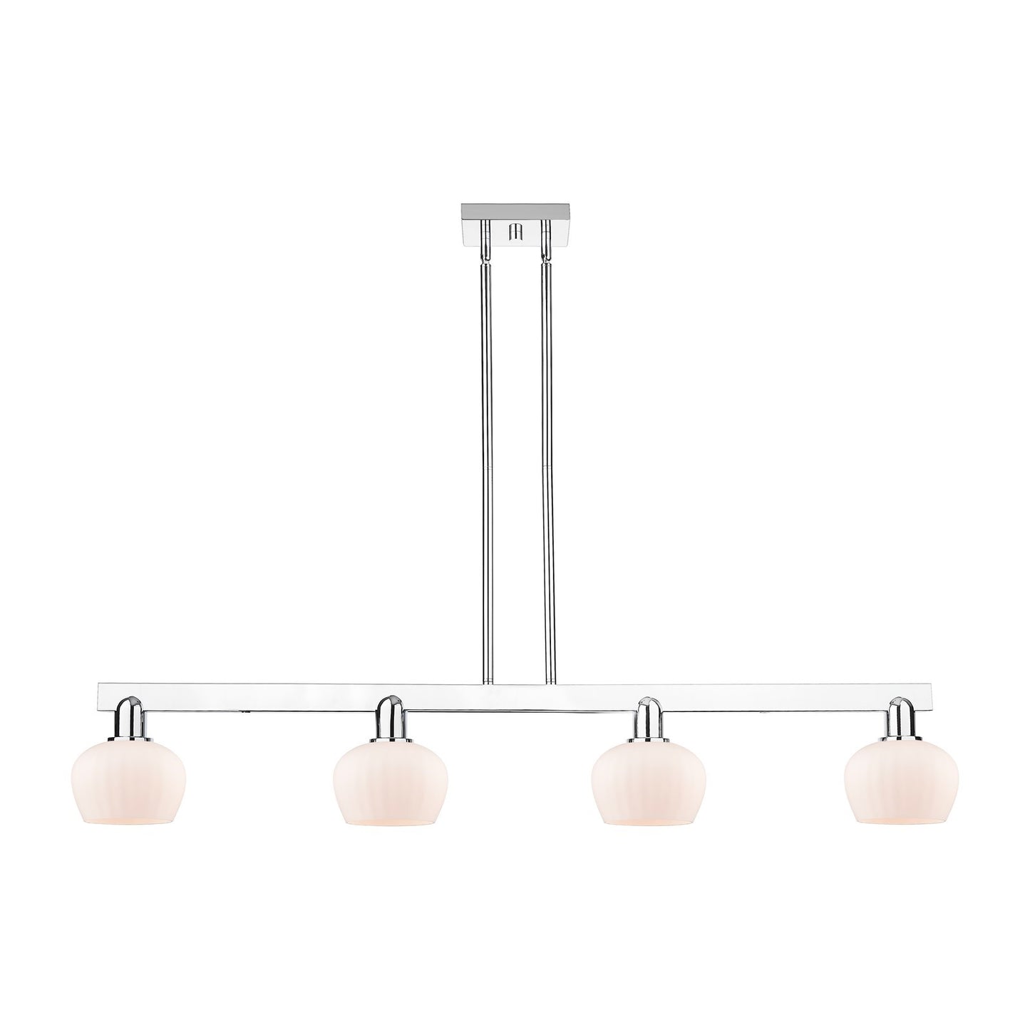 Innovations Fenton 49in 4-Light Island Light | Industrial Polished Chrome Steel and Matte White Ribbed Glass | Kitchen Island & | Model 716-4I-PC-G91
