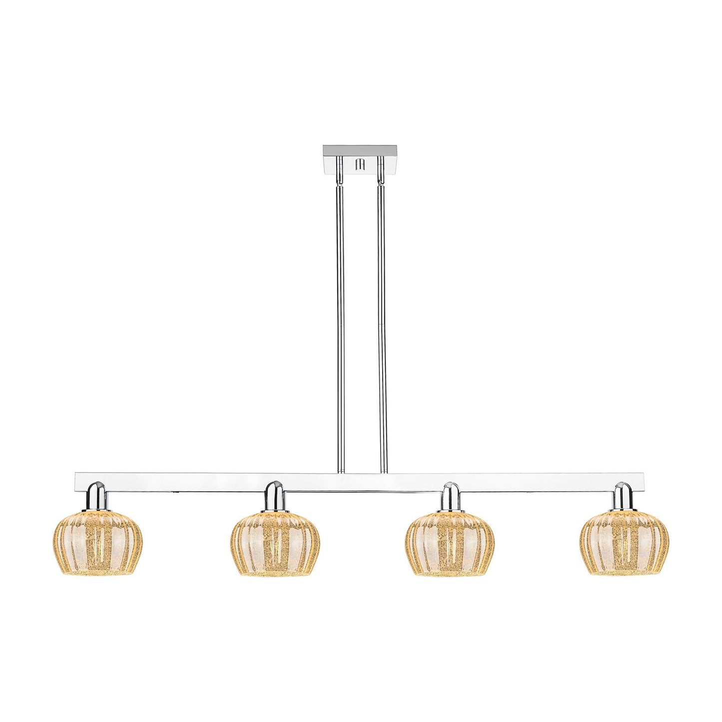 Innovations Fenton 49in 4-Light Island Light | Industrial Polished Chrome and Mercury Ribbed Glass | Kitchen Island & Dining Room | Model 716-4I-PC-G96