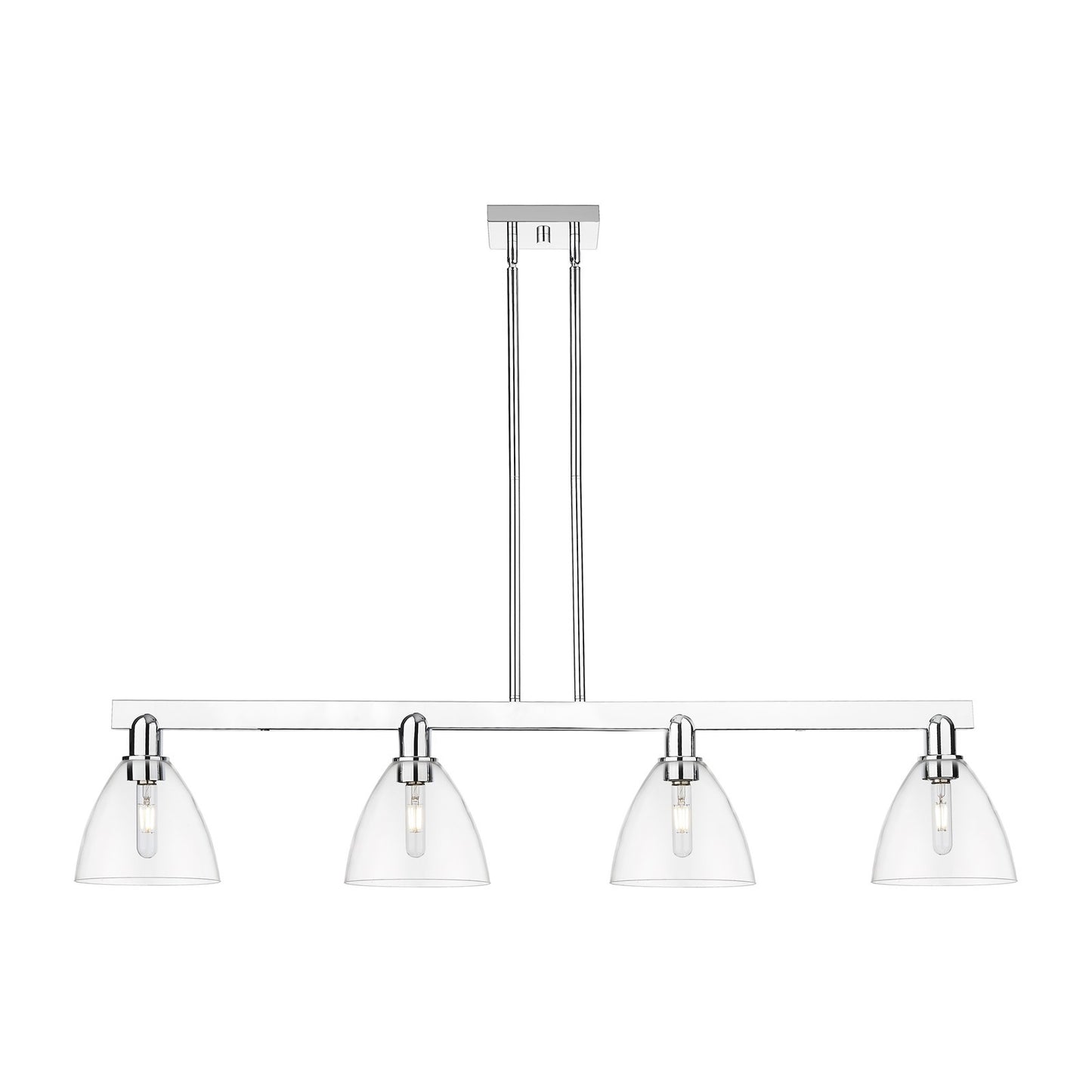 Innovations Bristol 50in 4-Light Island Light | Industrial Polished Chrome and Clear Glass | Kitchen Island & Dining Room | Model 716-4I-PC-GBD-752