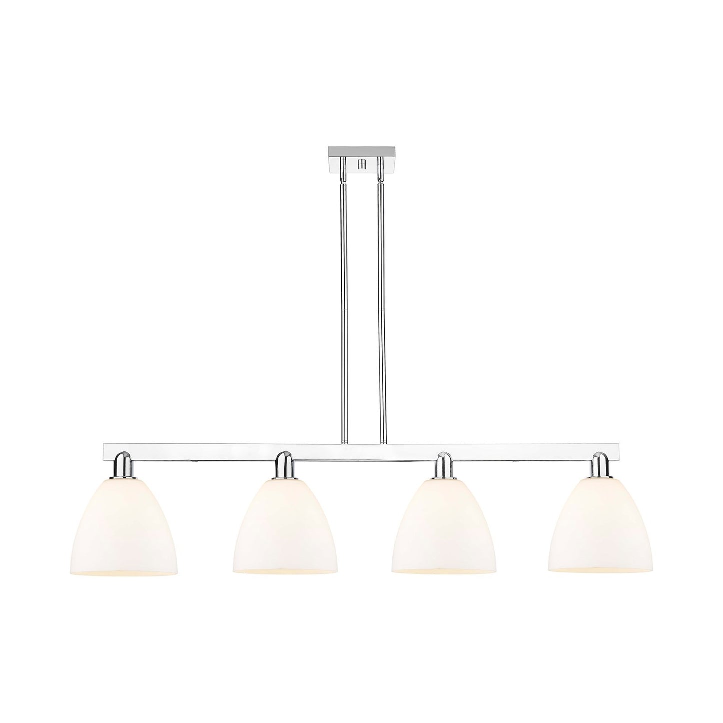 Innovations Bristol 52in 4-Light Island Light | Industrial Polished Chrome and Matte White Glass | Kitchen Island & Dining Room | Model 716-4I-PC-GBD-91