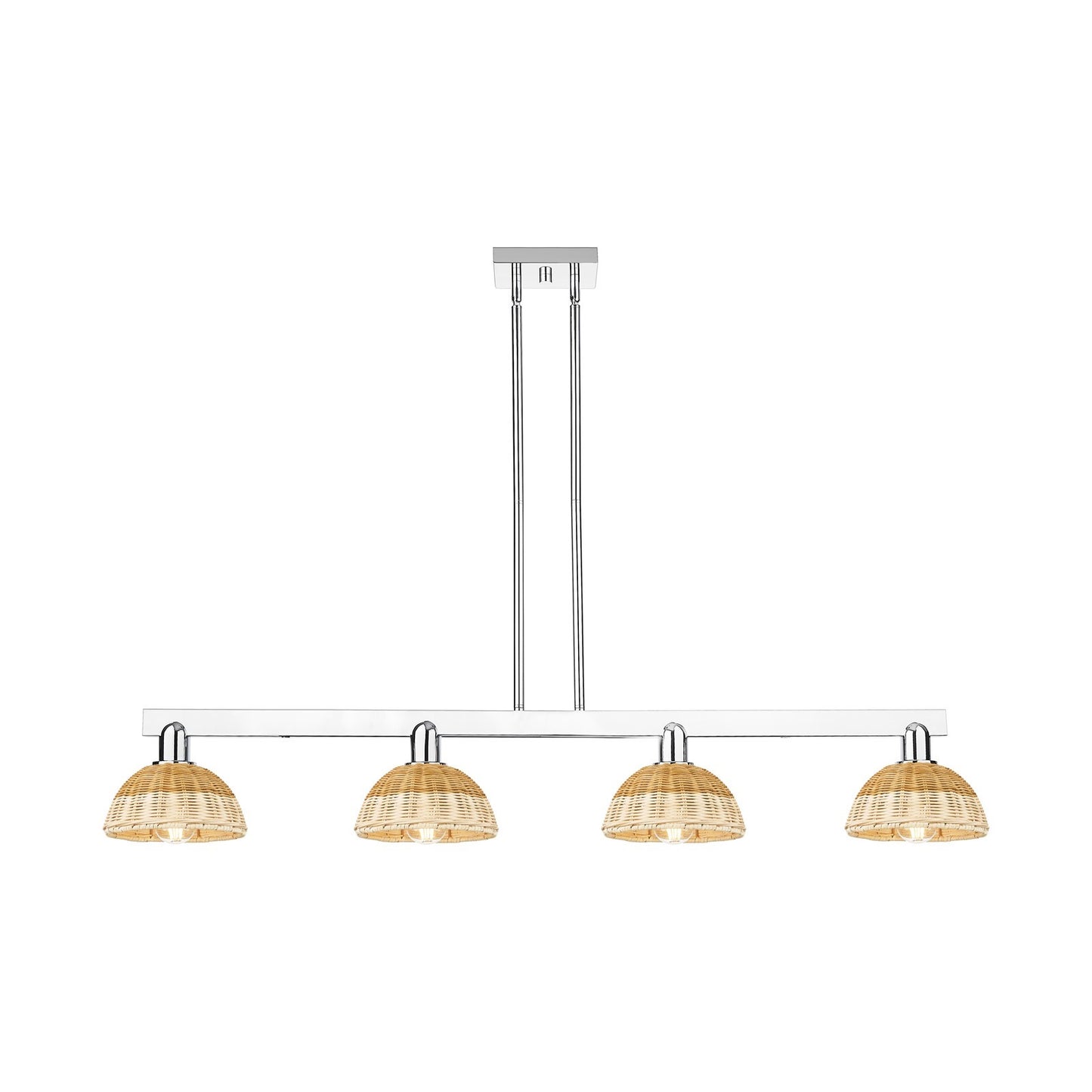 Innovations Natural Ballston Dome 48in 4-Light Island Light | Farmhouse Polished Chrome and Natural Fiber Basketweave | Model 716-4I-PC-NBD2-75-NAT