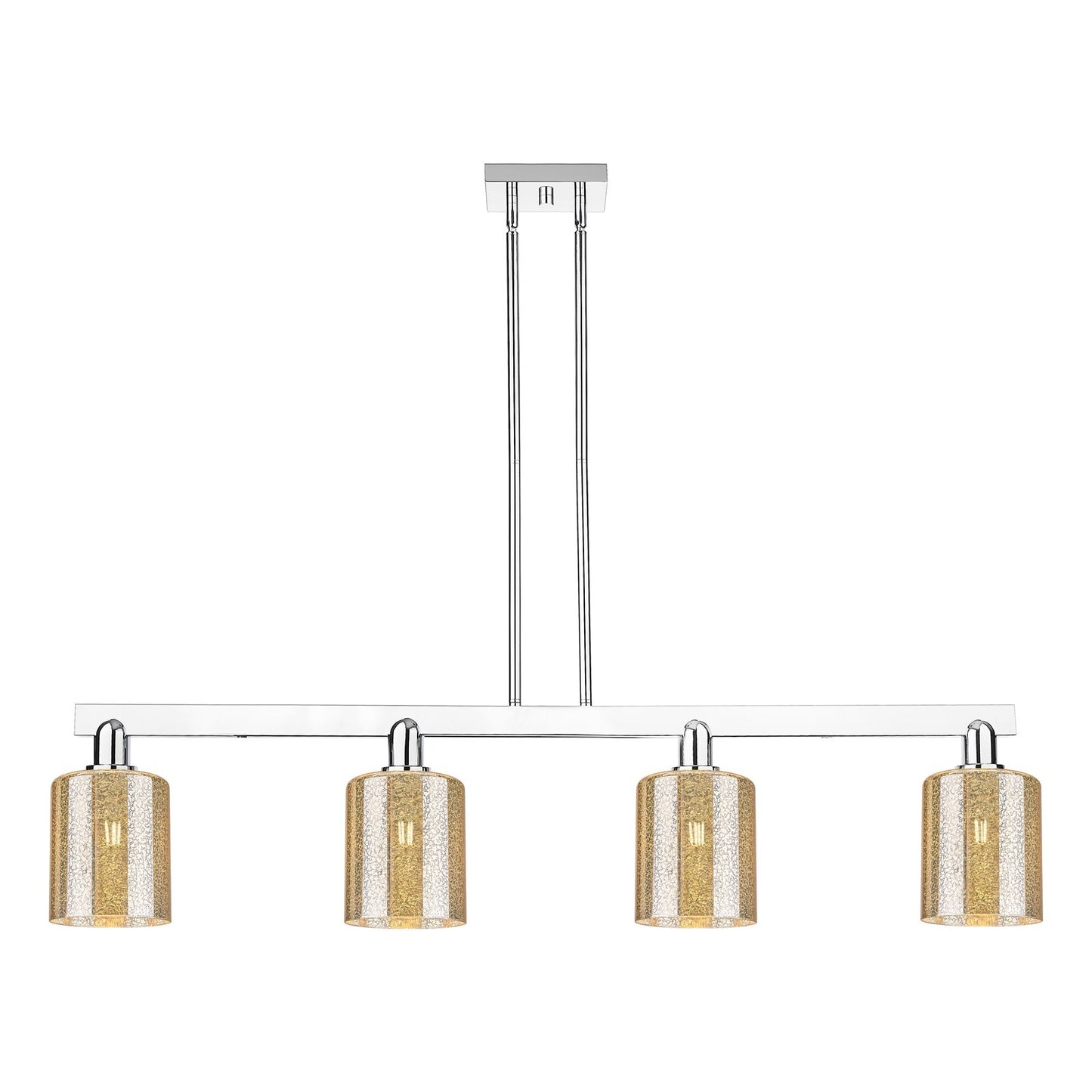 Innovations Cobbleskill 48in 4-Light Island Light | Industrial Polished Nickel Steel and Mercury Glass | Kitchen Island & Dining | Model 716-4I-PN-G116