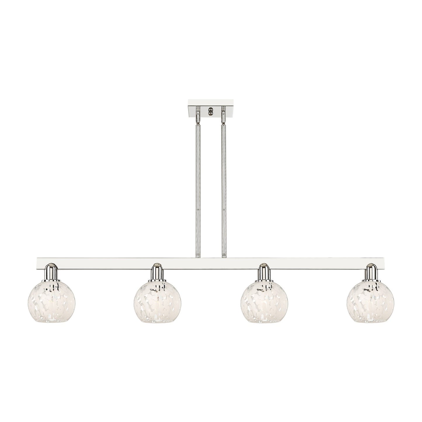Innovations Lighting Arcadia 49in 4-Light Island Light | Industrial Polished Nickel and White Mouchette Glass | Kitchen Island | Model 716-4I-PN-G1216-6WM