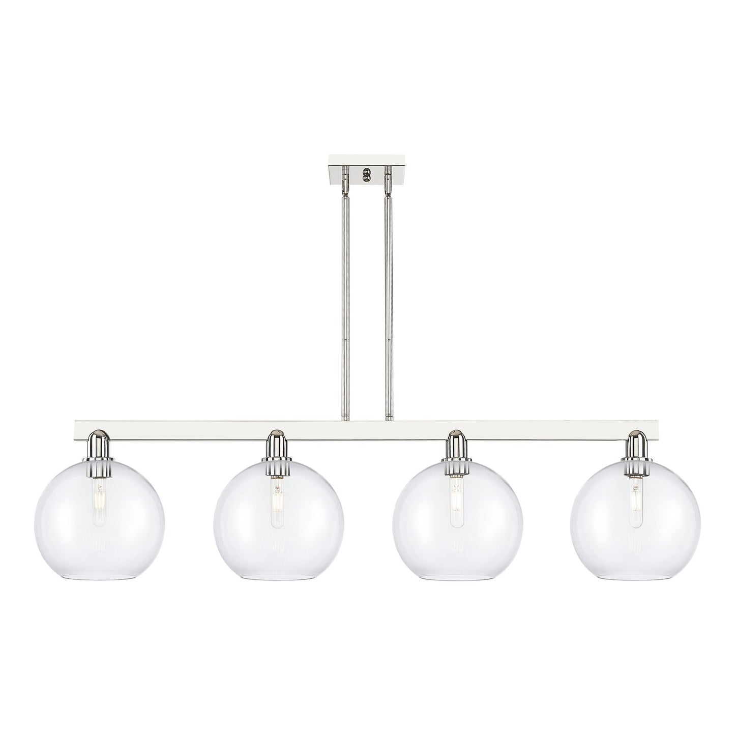 Innovations Athens 53in 4-Light Island Light | Industrial Polished Nickel Steel and Clear Glass | Kitchen Island & Dining Room | Model 716-4I-PN-G122-10