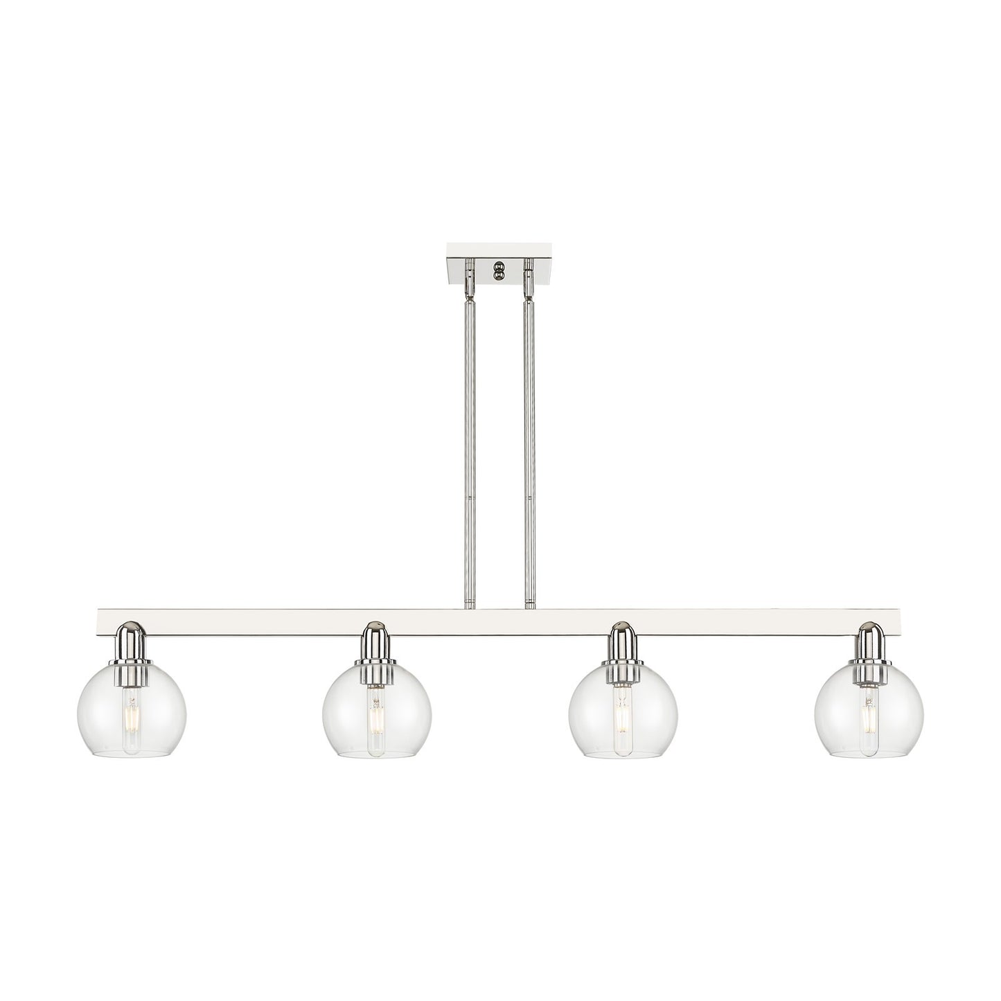 Innovations Athens 49in 4-Light Island Light | Industrial Polished Nickel and Clear Glass | Kitchen Island & Dining Room | Model 716-4I-PN-G122-6