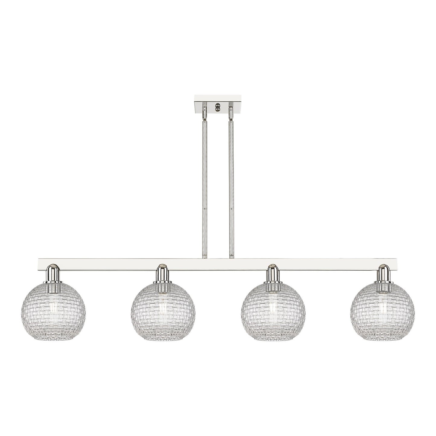 Innovations Athens 51in 4-Light Island Light | Industrial Polished Nickel and Clear Basket Weave Glass | Kitchen Island & | Model 716-4I-PN-G122C-8CL