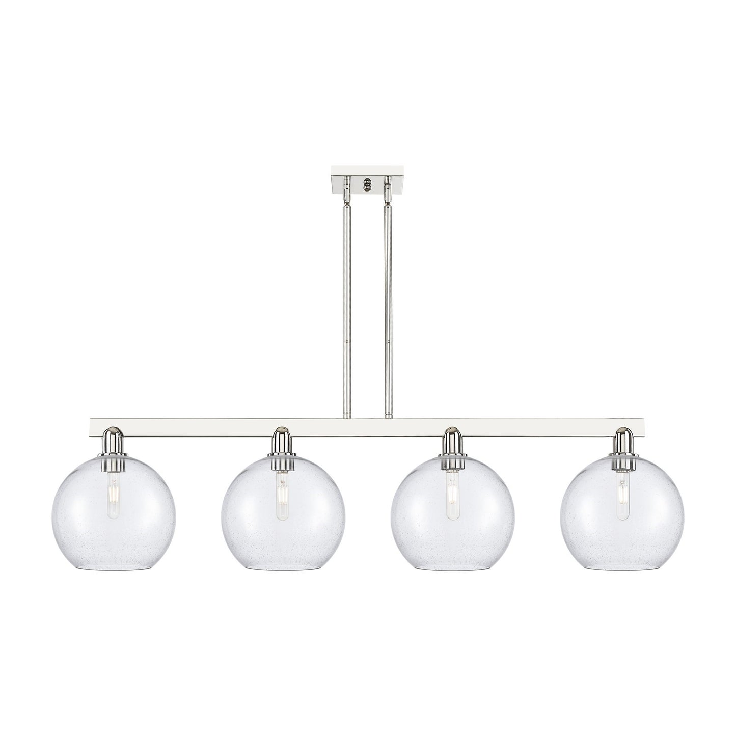 Innovations Athens 53in 4-Light Island Light | Industrial Polished Nickel Steel and Seedy Glass | Kitchen Island & Dining Room | Model 716-4I-PN-G124-10