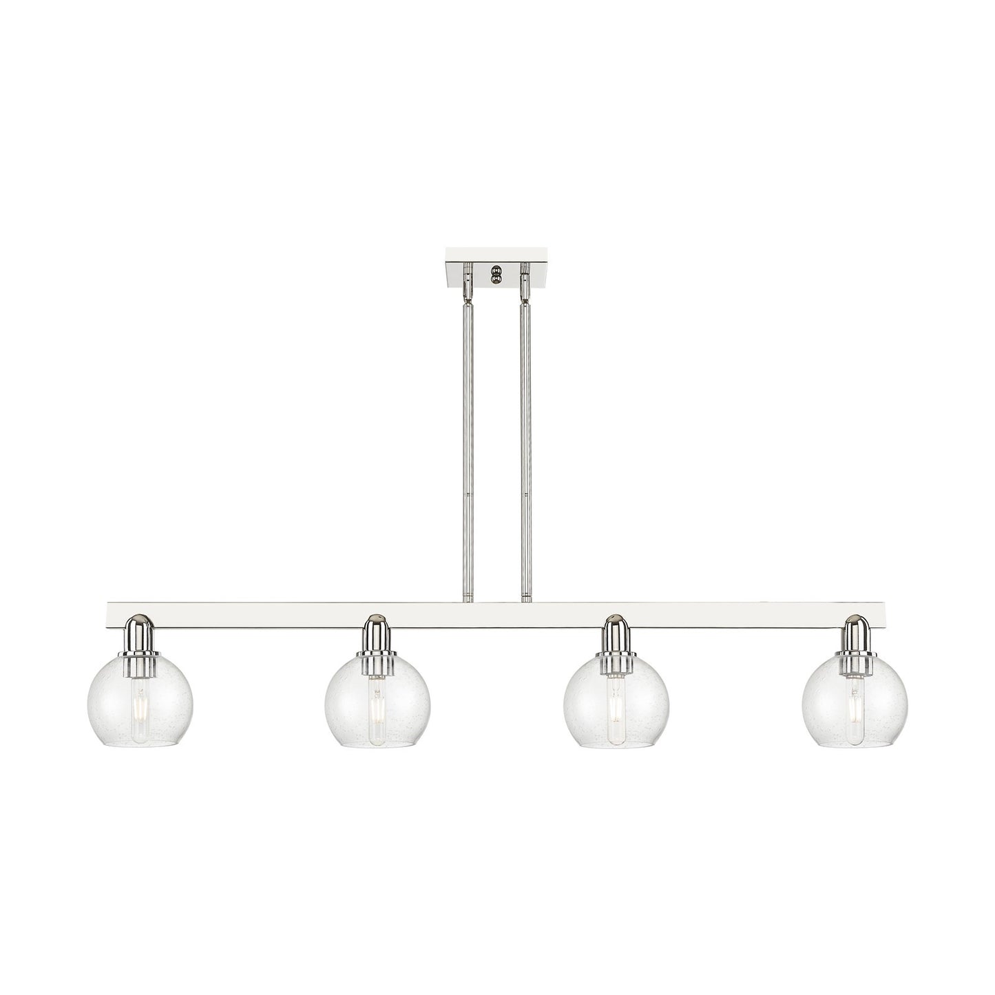 Innovations Athens 49in 4-Light Island Light | Industrial Polished Nickel Steel and Seedy Glass | Kitchen Island & Dining Room | Model 716-4I-PN-G124-6
