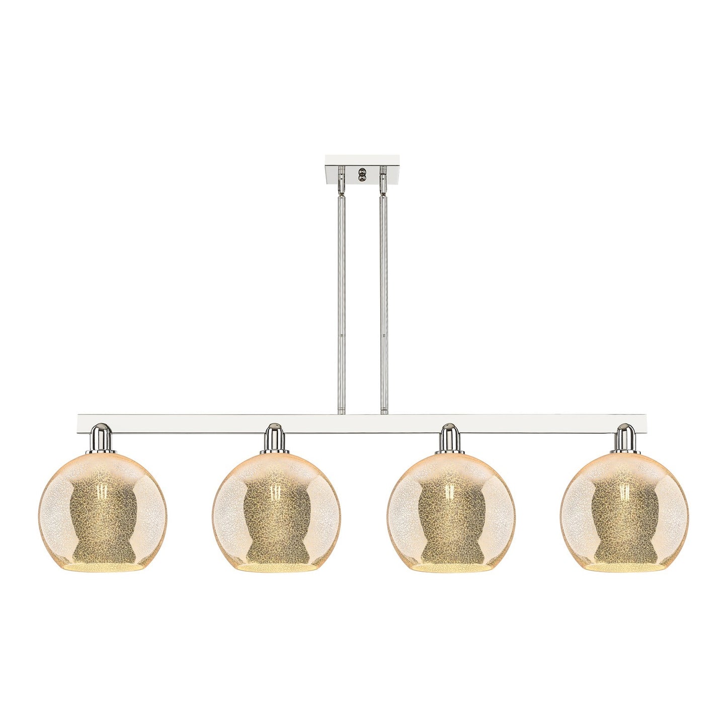 Innovations Athens 53in 4-Light Island Light | Industrial Polished Nickel and Mercury Glass | Kitchen Island & Dining Room | Model 716-4I-PN-G128-10