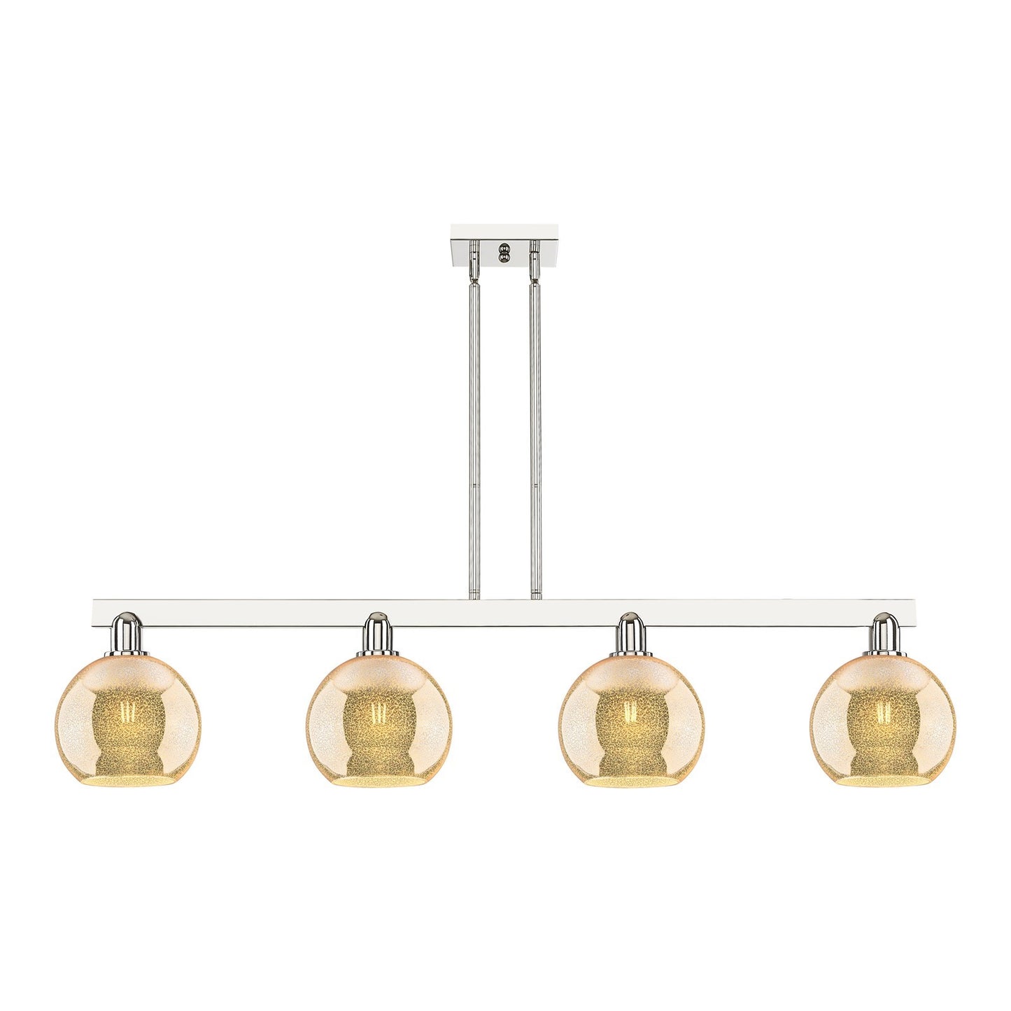Innovations Athens 51in 4-Light Island Light | Industrial Polished Nickel and Mercury Glass | Kitchen Island & Dining Room | Model 716-4I-PN-G128-8