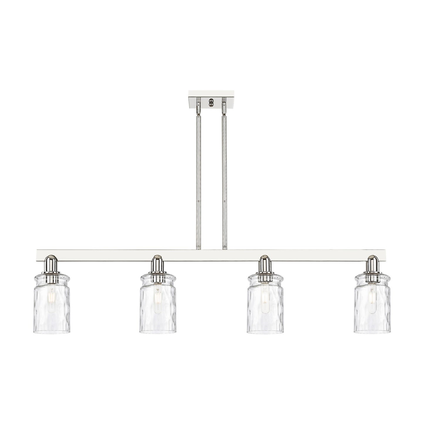 Innovations Candor 48in 4-Light Island Light | Industrial Polished Nickel and Clear Waterglass Glass | Kitchen Island & Dining Room | Model 716-4I-PN-G352