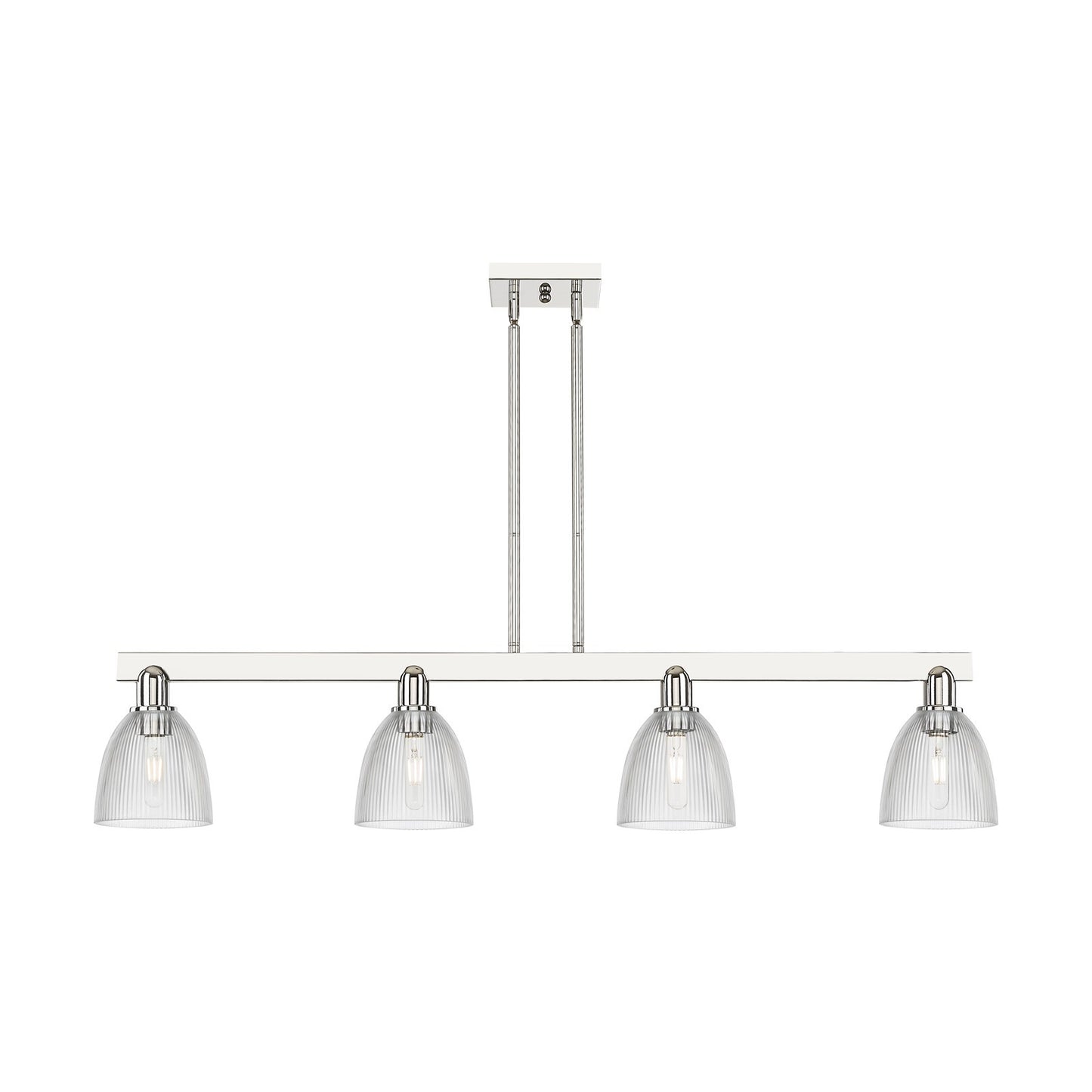 Innovations Castile 49in 4-Light Island Light | Industrial Polished Nickel and Clear Glass | Kitchen Island | Model 716-4I-PN-G382
