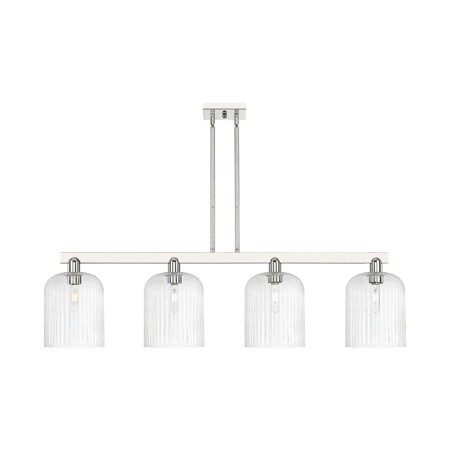 Innovations Bridal Veil 51in 4-Light Island Light | Industrial Polished Nickel Steel and Seedy Ribbed Glass | Kitchen Island & | Model 716-4I-PN-G559-8SDY