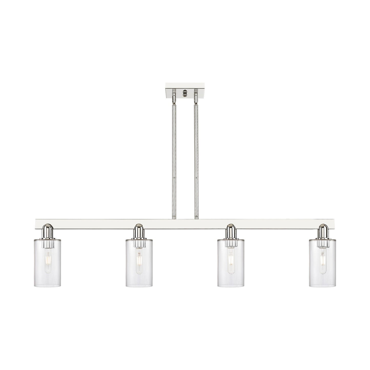 Innovations Clymer 47in 4-Light Island Light | Industrial Polished Nickel and Clear Glass | Kitchen Island | 46.62 x 9.75 in | Model 716-4I-PN-G802