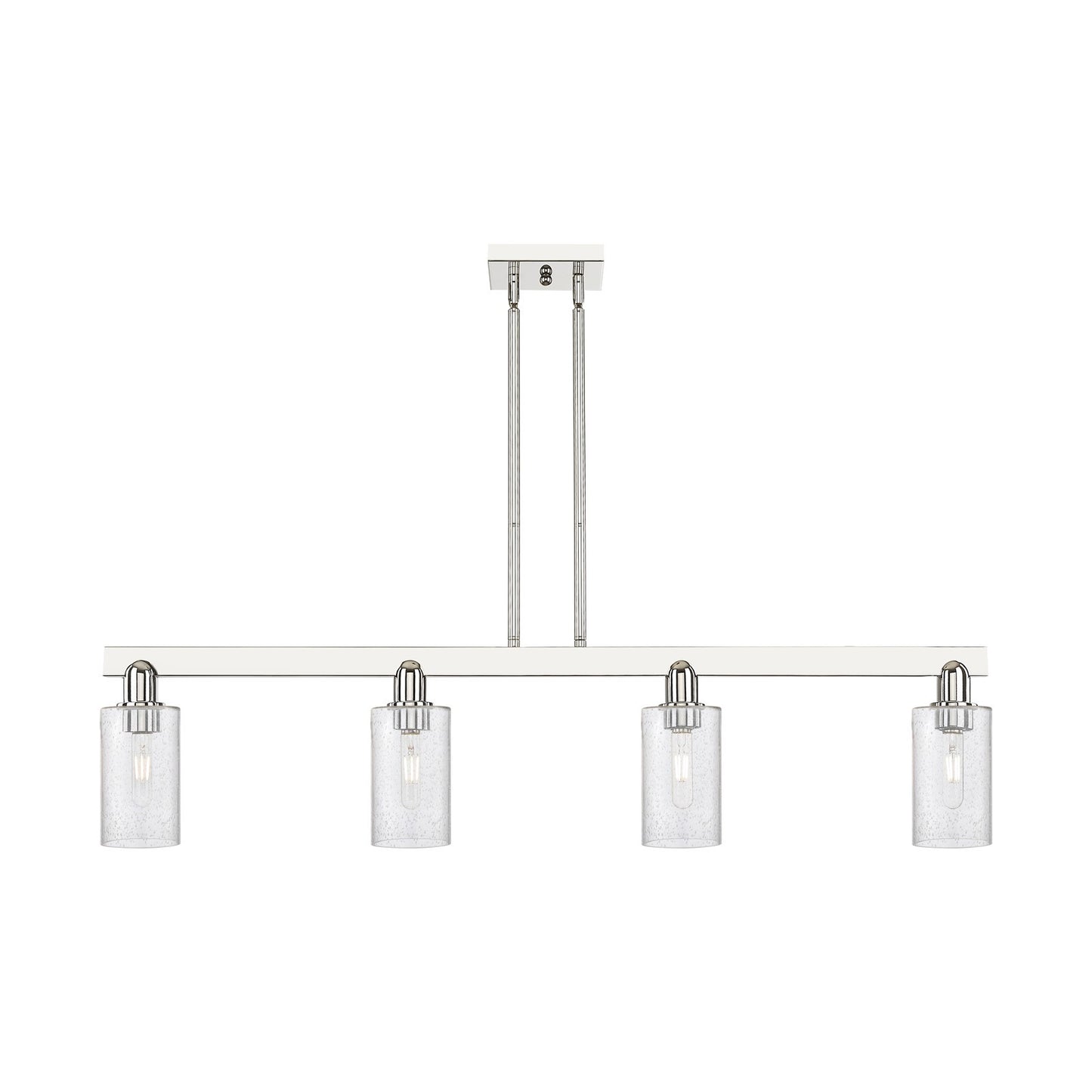 Innovations Clymer 47in 4-Light Island Light | Industrial Polished Nickel and Seedy Glass | Kitchen Island | 46.62 x 9.75 in | Model 716-4I-PN-G804