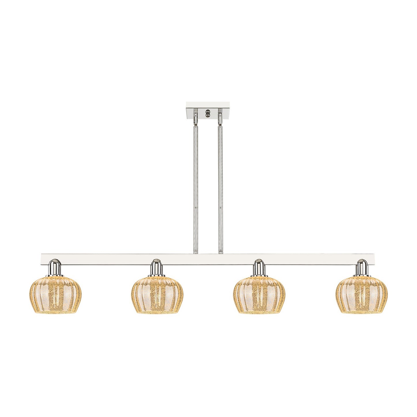 Innovations Fenton 49in 4-Light Island Light | Industrial Polished Nickel and Mercury Ribbed Glass | Kitchen Island & Dining Room | Model 716-4I-PN-G96