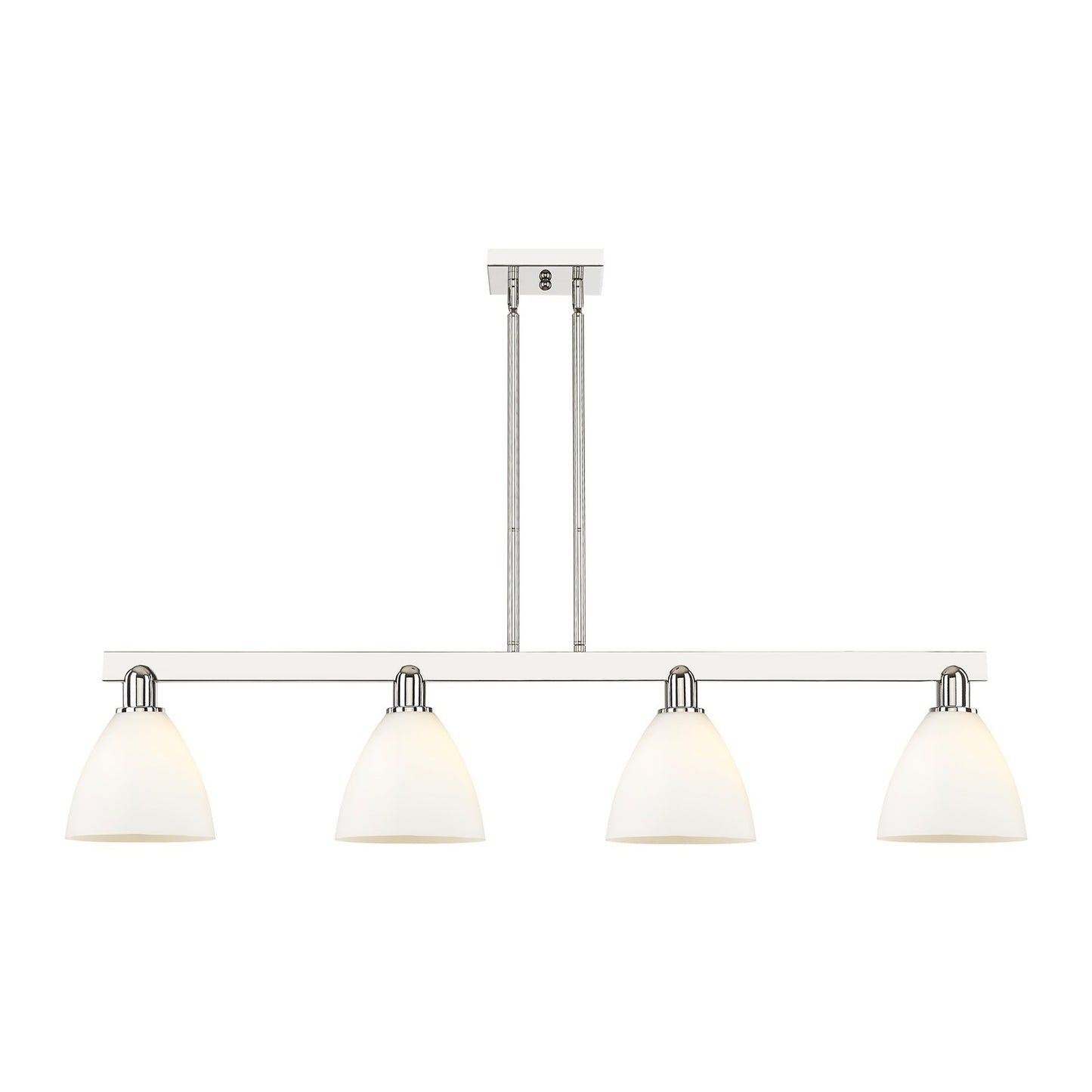 Innovations Bristol 50in 4-Light Island Light | Industrial Polished Nickel and Matte White Glass | Kitchen Island & Dining Room | Model 716-4I-PN-GBD-751